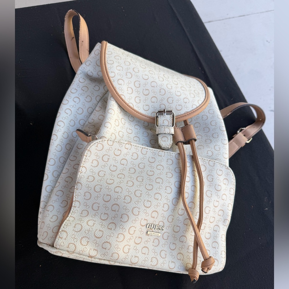 Guess Beige and Tan Backpack Y2K Purse